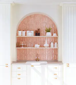 Background tile, Effect left_menu_crackleur , Color pink, Glazed porcelain stoneware, 6.5x20 cm, Finish glossy