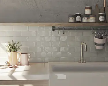 Background tile, Color grey, Glazed porcelain stoneware, 6.5x20 cm, Finish glossy