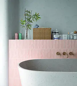 Basistegels, Kleur roze, Geglazuurde porseleinen steengoed, 6.5x20 cm, Oppervlak mat