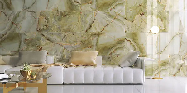 Background tile, Effect stone,other marbles, Color green, Glazed porcelain stoneware, 60x120 cm, Finish polished