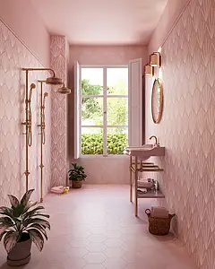 Background tile, Color pink, Glazed porcelain stoneware, 19.8x22.8 cm, Finish matte