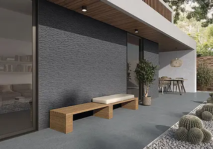 Background tile, Color black, Glazed porcelain stoneware, 17x52 cm, Finish matte