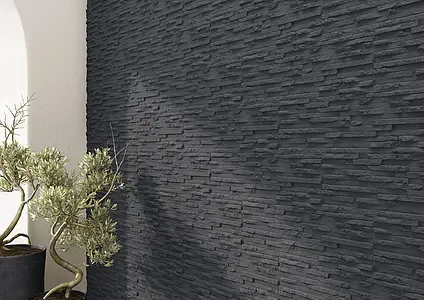 Background tile, Color black, Glazed porcelain stoneware, 17x52 cm, Finish matte