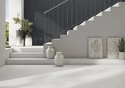 Background tile, Color black, Glazed porcelain stoneware, 17x52 cm, Finish matte