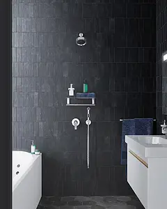 Background tile, Color black, Glazed porcelain stoneware, 6.5x20 cm, Finish matte