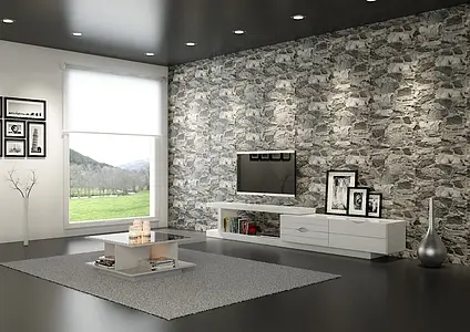 Bakgrunnsflis, Effekt stein,other stones, Farge grå, Glasert porselenssteintøy, 40x60 cm, Overflate matt