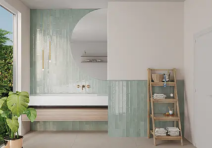Background tile, Color sky blue, Style zellige, Ceramics, 7.5x30 cm, Finish glossy