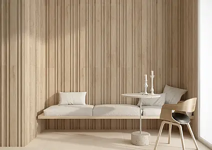 Background tile, Effect wood, Color beige, Glazed porcelain stoneware, 30x120 cm, Finish 3D