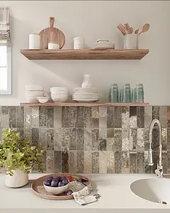 Background tile, Color multicolor, Glazed porcelain stoneware, 6.5x20 cm, Finish matte