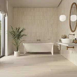 Background tile, Effect wood, Color beige, Glazed porcelain stoneware, 20x120 cm, Finish matte