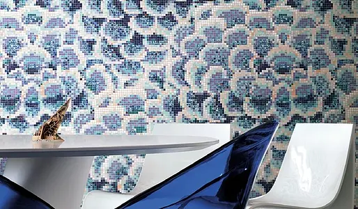 Mozaika, Kolor niebieski, Szkło, 129.1x290.5 cm, Powierzchnia półmatowa