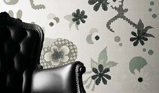 Mosaikkflis, Farge grå, Stil designer, Glass, 129.1x290.5 cm, Overflate halvglanset