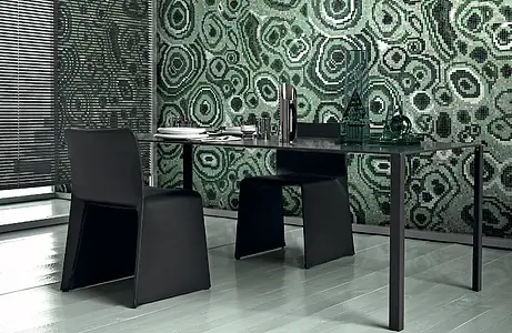 Mosaïque, Teinte verte, Style designer, Verre, 129.1x129.1 cm, Surface demi-brillante