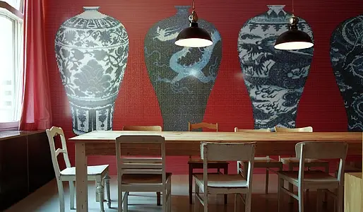 Mosaikkflis, Farge flerfarget, Stil designer, Glass, 129.1x290.5 cm, Overflate halvglanset