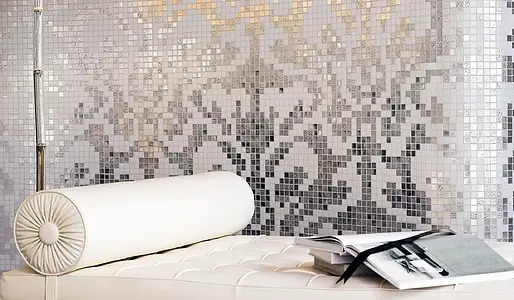 Mosaic tile, Color white, Style designer, Glass, 97x97 cm, Finish semi-gloss