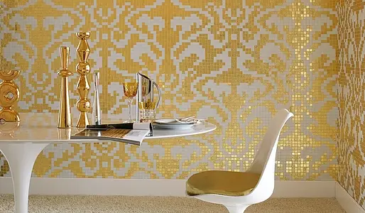 Mozaika, Kolor żółty, Styl designerski, Szkło, 97x97 cm, Powierzchnia półmatowa