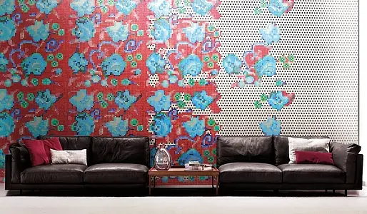 Mosaikkflis, Farge flerfarget, Stil designer, Glass, 129.1x164 cm, Overflate halvglanset