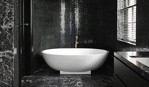 Mosaico, Colore nero, Stile design, Vetro, 32.2x32.2 cm, Superficie semilucida