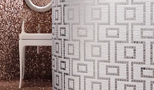 Mosaico, Colore bianco, Stile design, Vetro, 32.2x32.2 cm, Superficie semilucida