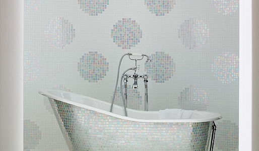 Mosaic tile, Color white, Style designer, Glass, 32.2x32.2 cm, Finish semi-gloss
