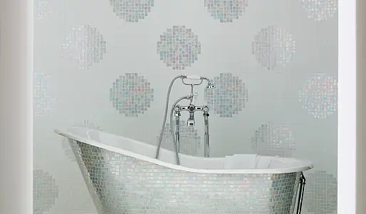 Mosaik, Färg vit, Stil designer, Glas, 32.2x32.2 cm, Yta halvblank