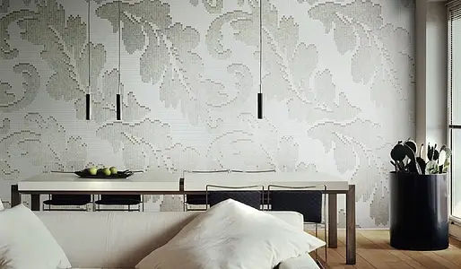 Mosaikkflis, Farge grå, Stil designer, Glass, 129.1x290.5 cm, Overflate halvglanset