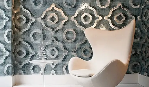 Mosaikkflis, Farge grå, Stil designer, Glass, 64.7x64.7 cm, Overflate halvglanset
