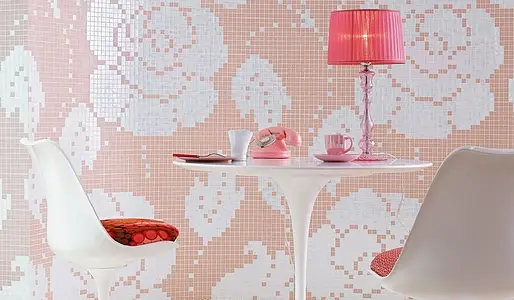 Mozaika, Kolor różowy, Styl designerski, Szkło, 129.1x290.5 cm, Powierzchnia półmatowa