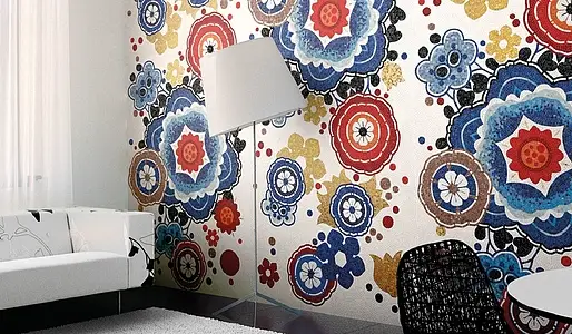 Mosaik, Färg flerfärgade, Stil hanverksmässig,designer, Glas, 129.1x290.5 cm, Yta halvblank