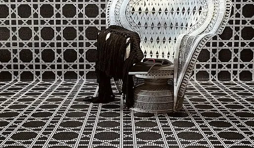Mosaik, Färg svart, Stil designer, Glas, 29.3x29.3 cm, Yta halvblank