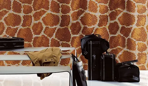 Mozaika, Kolor brązowy, Styl designerski, Szkło, 58.6x58.6 cm, Powierzchnia półmatowa