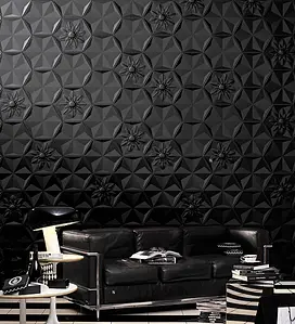 Effect unicolor, Color black, Style designer, Background tile, Ceramics, 25.8x29.8 cm, Finish glossy 