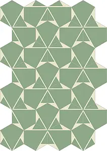 Basistegels, Kleur groene, Stijl handgemaakte,designer, Cement, 23x23 cm, Oppervlak mat