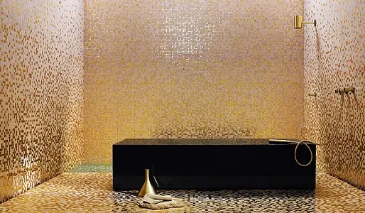Mosaïque, Teinte jaune, Verre, 32.2x258.8 cm, Surface demi-brillante