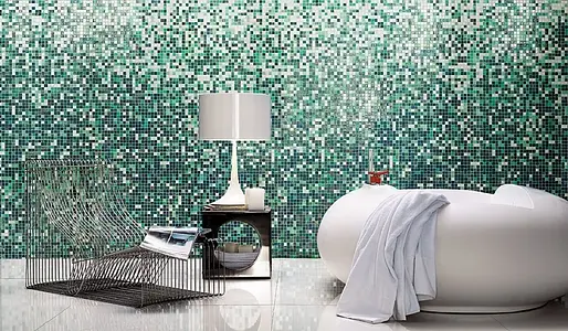 Mozaika, Kolor zielony, Szkło, 32.2x258.8 cm, Powierzchnia półmatowa