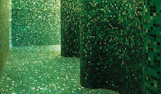 Mosaico, Color verde, Cristal, 32.2x258.8 cm, Acabado semi-brillo