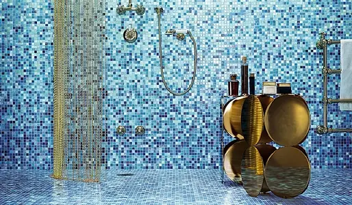 Mosaik, Färg marinblå, Glas, 32.2x258.8 cm, Yta halvblank