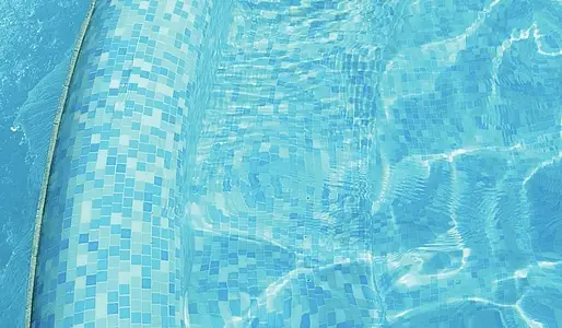 Mosaikkflis, Farge himmelblå, Glass, 32.2x32.2 cm, Overflate halvglanset