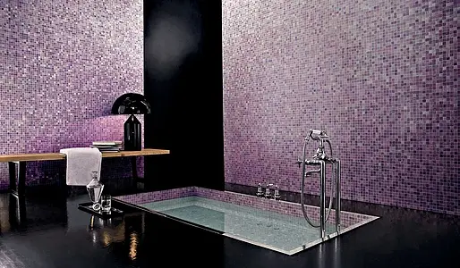 Mosaik flise, Farve violet, Glas, 32.2x32.2 cm, Overflade halvblank