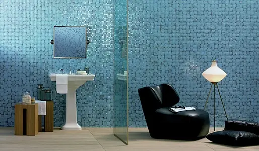 Mosaico, Colore azzurro, Vetro, 32.2x32.2 cm, Superficie semilucida