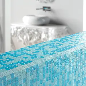 Mosaico, Color azul claro, Cristal, 32.2x32.2 cm, Acabado mate
