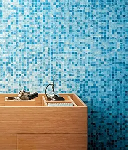 Mosaico, Colore azzurro, Vetro, 31.7x31.7 cm, Superficie lucida