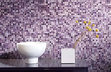 Farve violet, Mosaik flise, Glas, 32.2x32.2 cm, Overflade blank