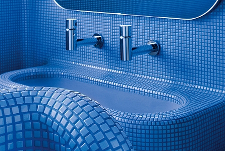 Mosaic tile, Effect unicolor, Color navy blue, Glass, 29.3x29.3 cm, Finish glossy