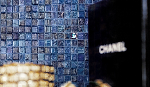 Mozaïek, Kleur marineblauwe, Glas, 32.2x32.2 cm, Oppervlak glanzend