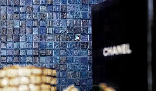 Mosaikkflis, Farge marineblå, Glass, 32.2x32.2 cm, Overflate glanset