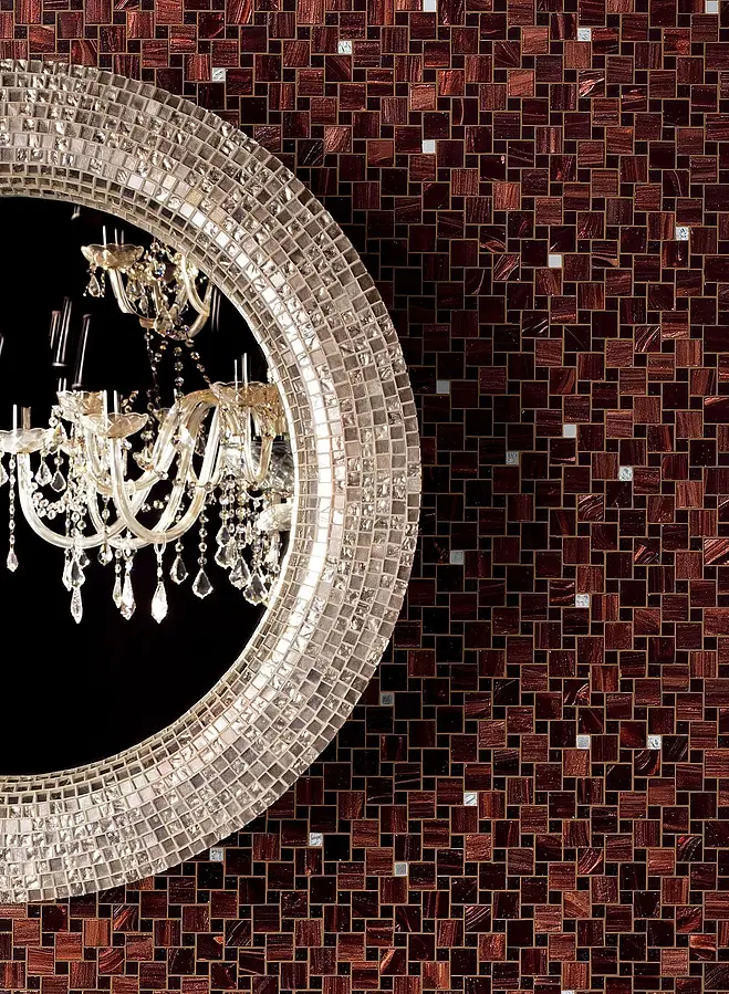 Mosaic tile, Color brown, Glass, 27.2x27.2 cm, Finish glossy