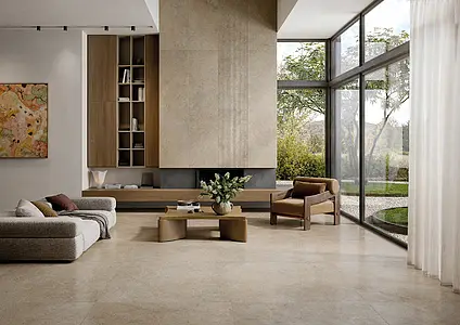 Background tile, Effect limestone, Color brown, Glazed porcelain stoneware, 60x120 cm, Finish antislip