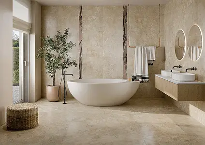 Background tile, Effect travertine, Color brown, Glazed porcelain stoneware, 60x120 cm, Finish matte