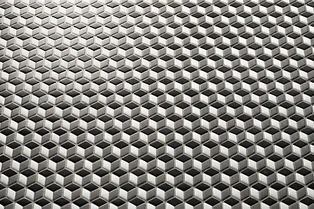 Mosaïque, Teinte noir et blanc, Verre, 30x30 cm, Surface mate
